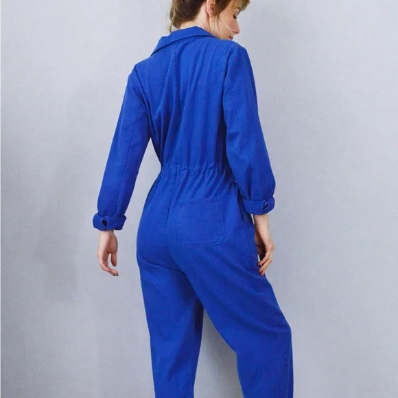 Unique Blue Herribone Workwear Overalls - Picture 3 of 10